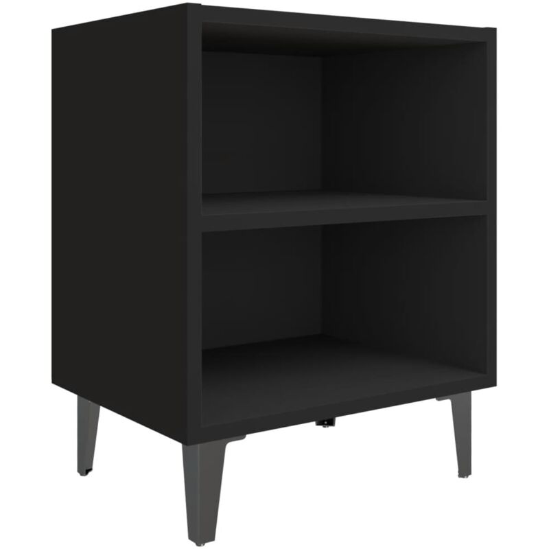 

vidaXL Mesita de noche con patas de metal 40x30x50 cm negro - Negro
