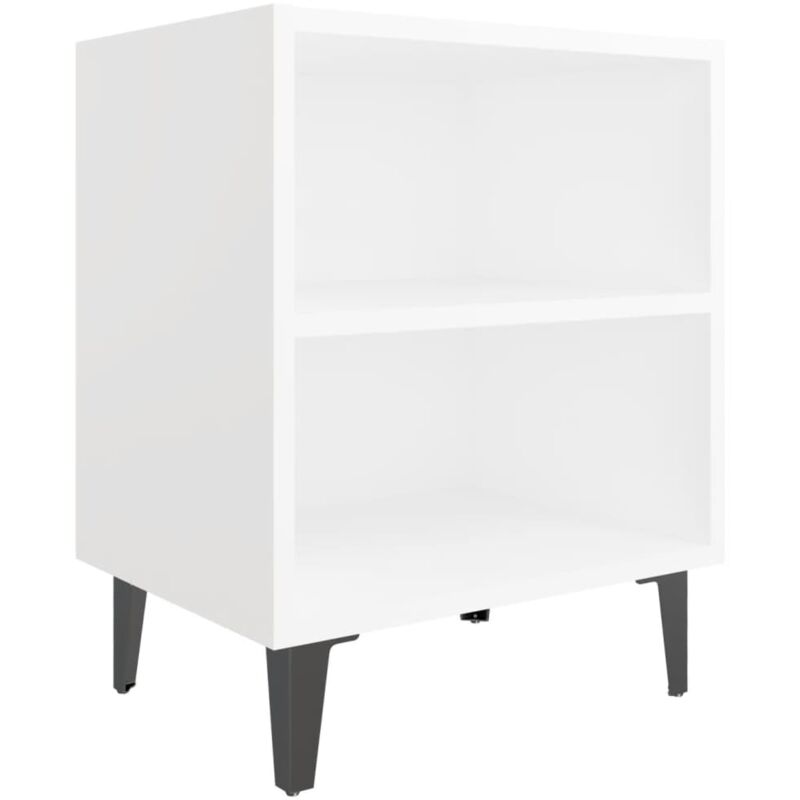 

vidaXL Mesita de noche con patas de metal 40x30x50 cm blanco - Blanco