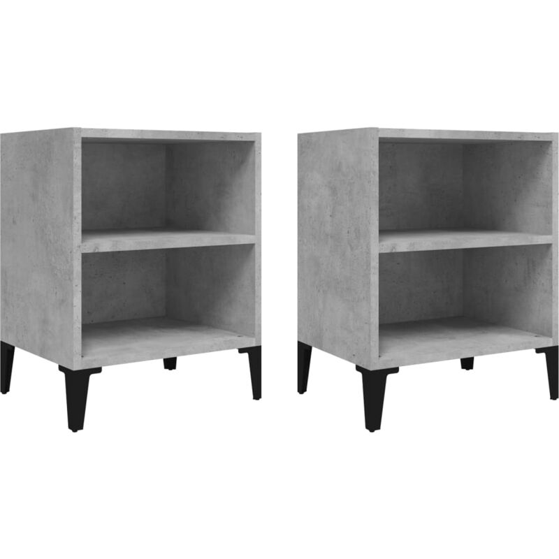 

vidaXL Mesitas de noche con patas metal 40x30x50 cm 2 uds gris hormigón - Gris