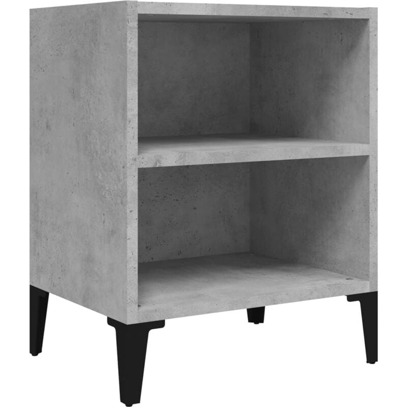 

vidaXL Mesita de noche con patas metal 40x30x50 cm gris hormigón - Gris
