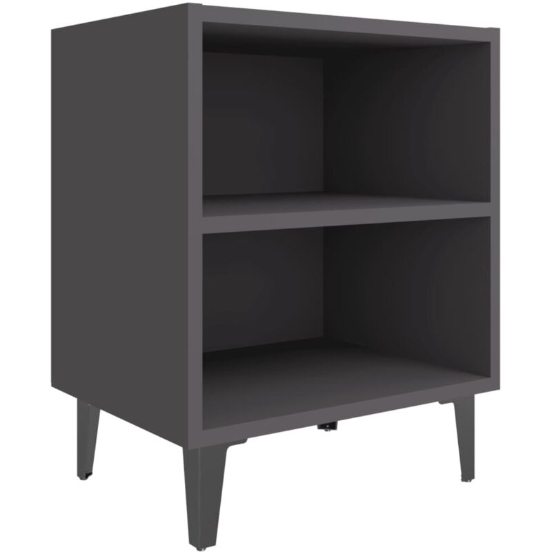 

vidaXL Mesita de noche con patas de metal 40x30x50 cm gris - Gris