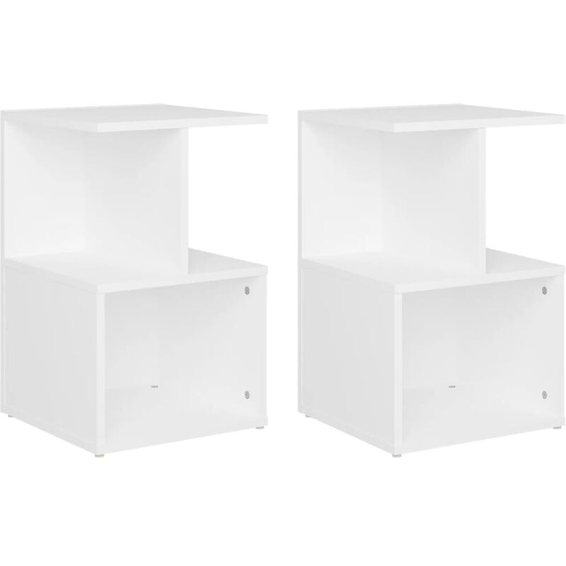 

vidaXL Mesitas de noche de aglomerado 35x35x55 cm 2 uds blanco - Blanco