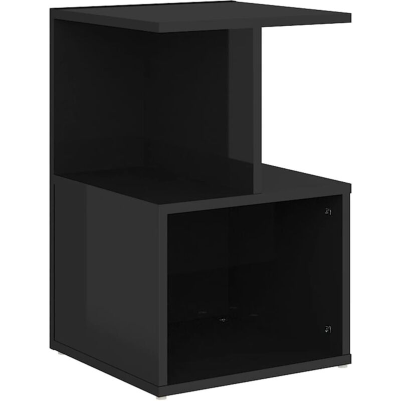 

vidaXL Mesita de noche de aglomerado 35x35x55 cm negro brillante - Negro