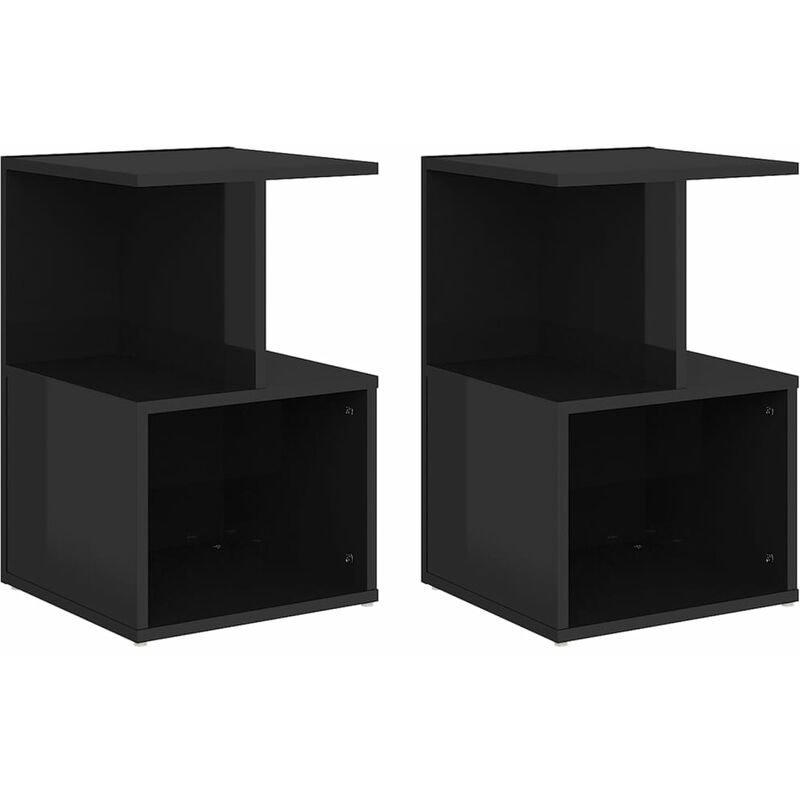

vidaXL Mesitas de noche de aglomerado 35x35x55 cm 2 uds negro brillante - Negro