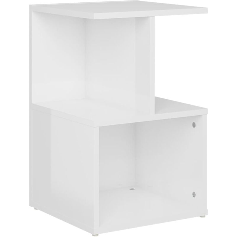 

vidaXL Mesita de noche de aglomerado 35x35x55 cm blanco brillante - Blanco