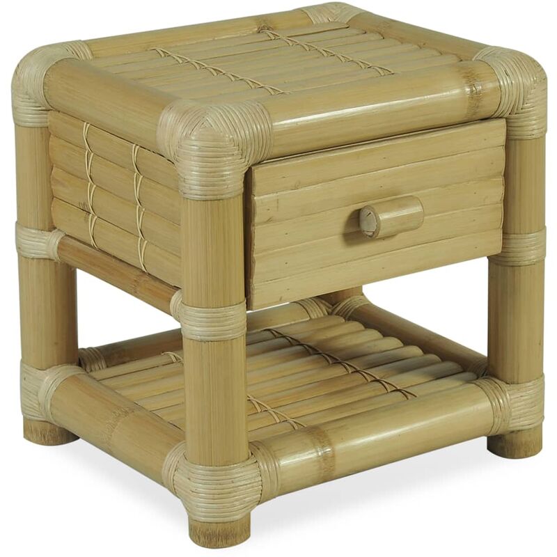 

vidaXL Mesita de Noche de Bambú 45x45x40 cm Natural - Marrón