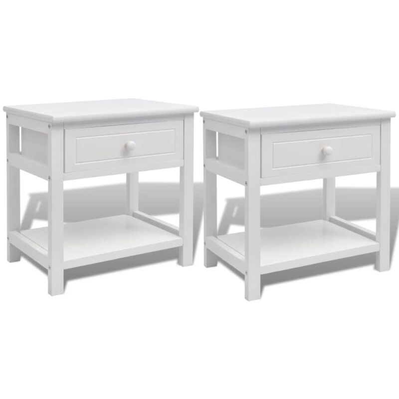 

vidaXL Mesita de Noche de Madera Blanca 2 Unidades - Blanco
