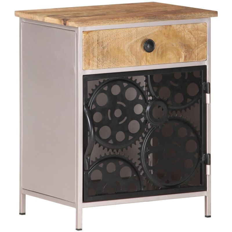 

vidaXL Mesita de noche de madera de mango rugosa 40x30x50 cm - Marrón
