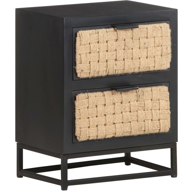 

vidaXL Mesita de noche de madera maciza de mango 40x30x50 cm - Negro