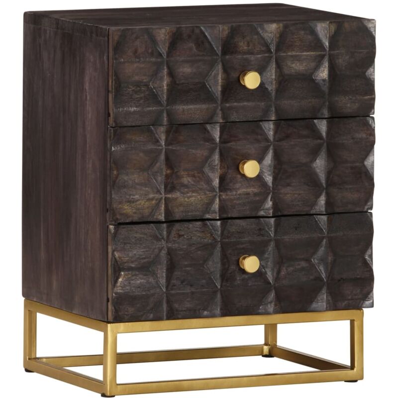 

vidaXL Mesita de noche de madera maciza de mango negro 40x30x50 cm - Negro