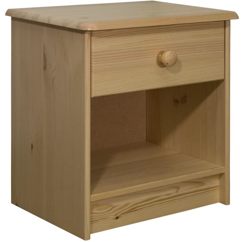 

vidaXL Mesita de noche de madera maciza de pino 41x30x42 cm - Marrón