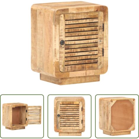 vidaXL Mesita de noche de madera - Mesita de noche de madera de mango rugosa 40x30x50 cm