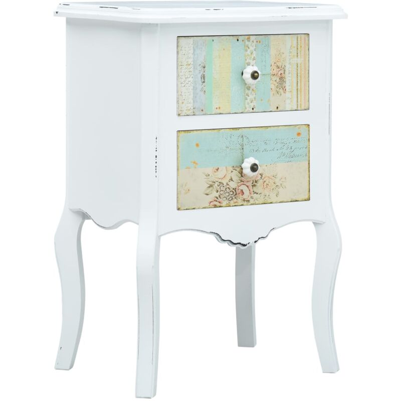 

vidaXL Mesita de noche de MDF blanca y marrón 43x32x65 cm - Multicolor