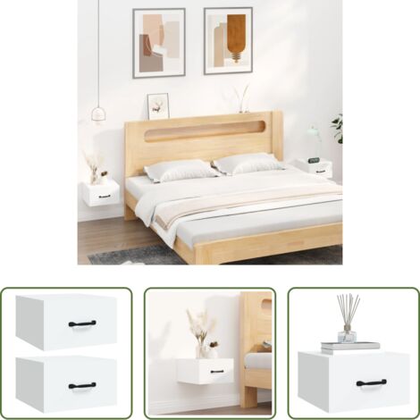 vidaXL Mesita de noche de pared -  Mesitas de noche de pared 2 uds blanco 35x35x20 cm