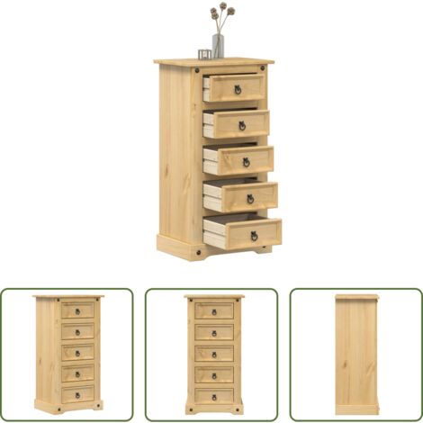vidaXL Mesita de noche de pino -  Mesita de noche Corona madera maciza de pino 53x39x103 cm