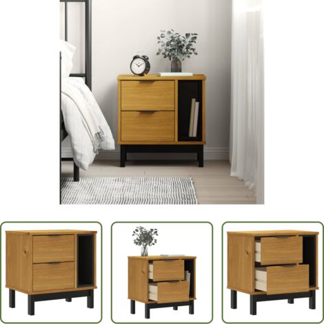 vidaXL Mesita de noche de pino -  Mesita de noche FLAM madera maciza de pino 49x35x50 cm