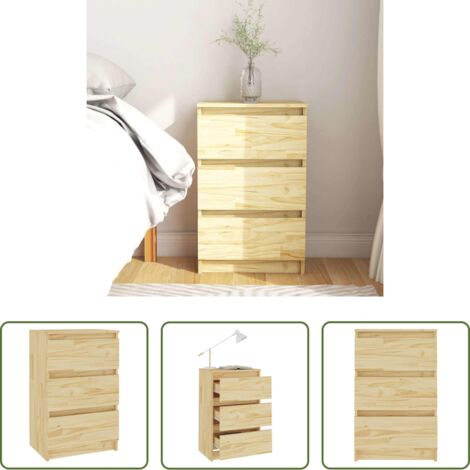 vidaXL Mesita de noche de pino -  Mesita de noche madera maciza de pino 40x29,5x64 cm