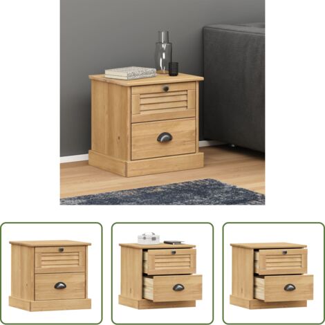 vidaXL Mesita de noche de pino -  Mesita de noche VIGO madera maciza de pino 42x35x42 cm