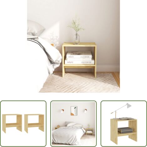 vidaXL Mesita de noche de pino -  Mesitas de noche 2 uds madera maciza de pino 40x30,5x40 cm
