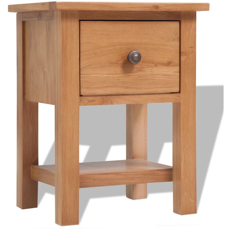 Mesita de noche de madera de roble maciza 36x30x47 cm Vidaxl Marrón