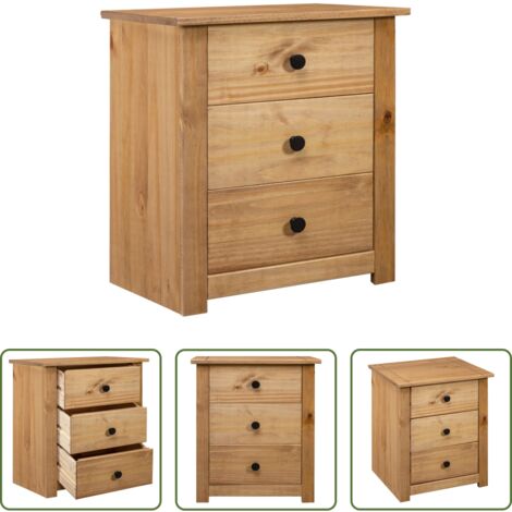vidaXL Mesita de noche estilo Panamá -  Mesita de noche de madera maciza pino estilo Panamá 46x40x57 cm