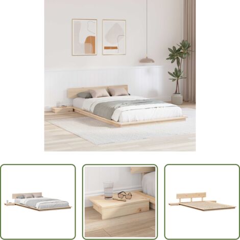 vidaXL Mesita de noche -  Estructura de cama Marrón 120 x 200 cm Madera