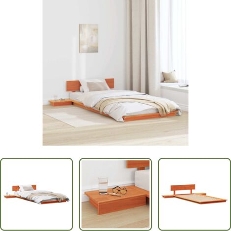 vidaXL Mesita de noche -  Estructura de cama Marrón 90 x 200 cm Madera