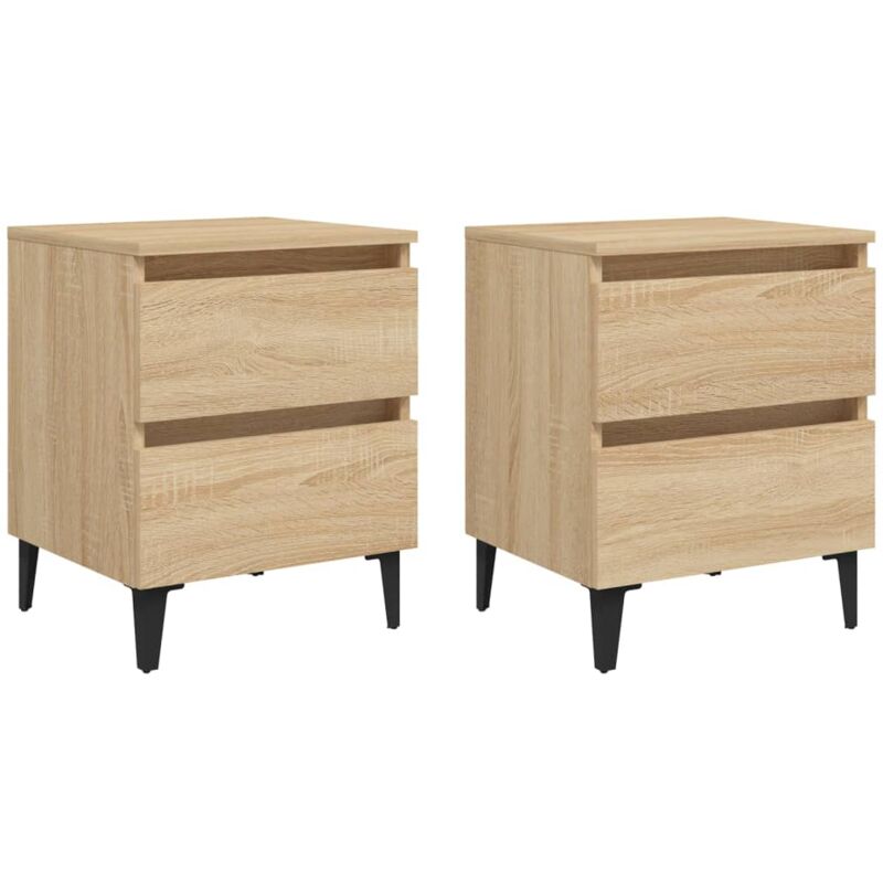 

vidaXL Mesitas de noche aglomerado 40x35x50cm 2 uds color roble Sonoma - Marrón