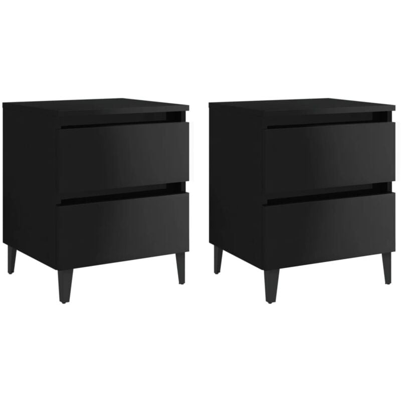 

Vidaxl - Mesitas de noche aglomerado 40x35x50 cm 2 uds negro brillante - Negro