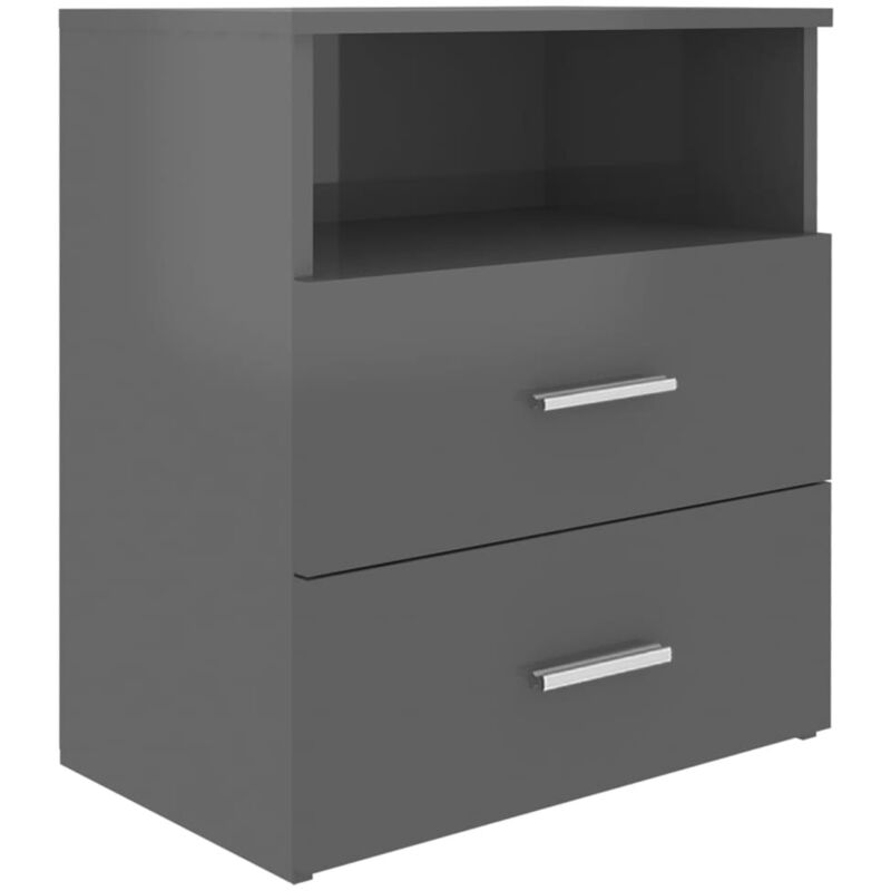 

vidaXL Mesita de noche gris con brillo 50x32x60 cm - Gris