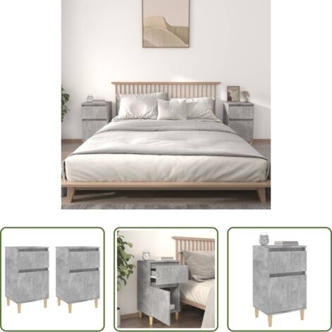 vidaXL Mesita de noche gris hormigón -  Mesitas de noche 2 uds gris hormigón 40x35x70 cm