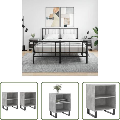 vidaXL Mesita de noche gris hormigón -  Mesitas de noche 2 uds madera gris hormigón 40x30x50 cm