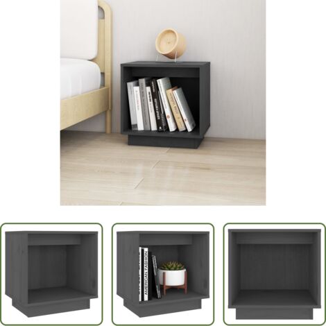 vidaXL Mesita de noche gris -  Mesita de noche de madera maciza de pino gris 40x30x40 cm