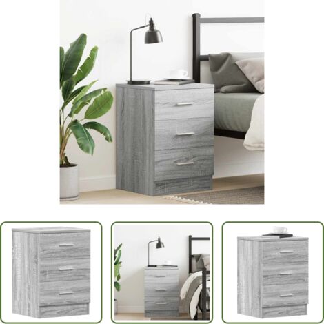 vidaXL Mesita de noche gris -  Mesita de noche madera contrachapada gris Sonoma 38x35x56 cm