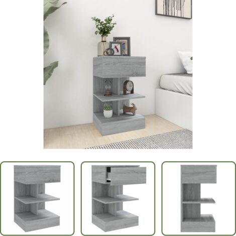 vidaXL Mesita de noche gris -  Mesita de noche madera contrachapada gris Sonoma 40x35x65 cm