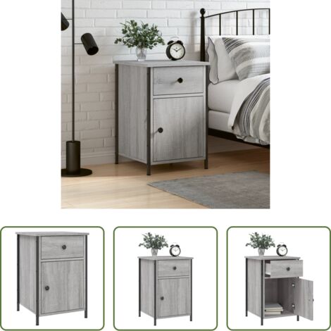 vidaXL Mesita de noche gris -  Mesita de noche madera contrachapada gris Sonoma 40x42x60 cm