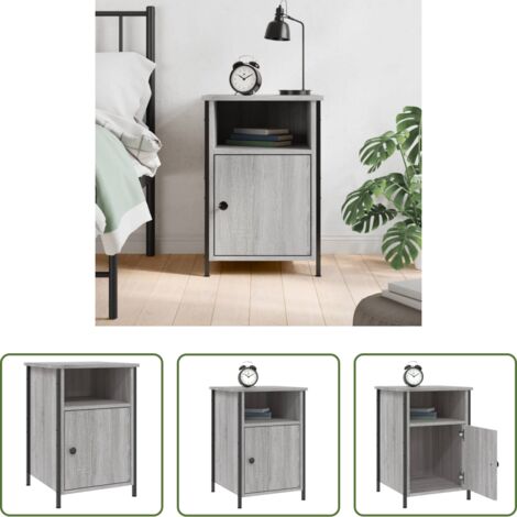 vidaXL Mesita de noche gris -  Mesita de noche madera contrachapada gris Sonoma 40x42x60 cm
