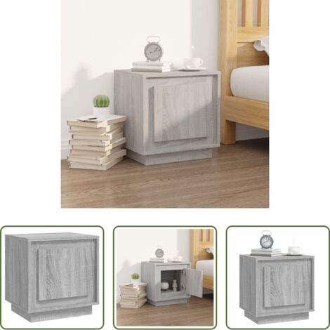 vidaXL Mesita de noche gris -  Mesita de noche madera contrachapada gris sonoma 44x35x45 cm