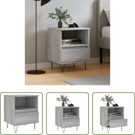 vidaXL Mesita de noche gris -  Mesita de noche madera de ingeniería gris Sonoma 40x35x50 cm