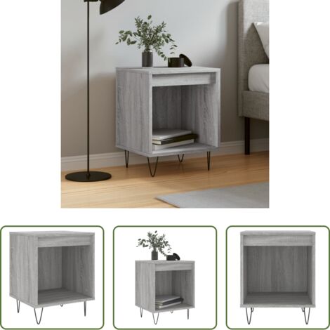 vidaXL Mesita de noche gris -  Mesita de noche madera de ingeniería gris Sonoma 40x35x50 cm