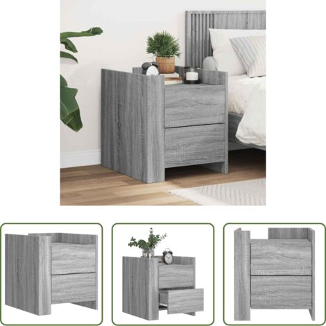 vidaXL Mesita de noche gris -  Mesita de noche madera de ingeniería gris Sonoma 45x50x50 cm