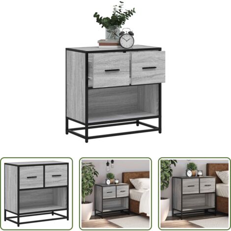 vidaXL Mesita de noche gris -  Mesita de noche sonoma gris 60x31x60 cm madera contrachapada