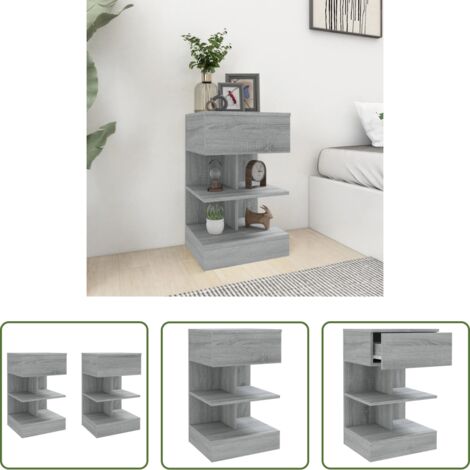vidaXL Mesita de noche gris -  Mesitas de noche 2 uds madera gris Sonoma 40x35x65 cm