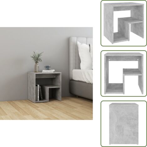 - vidaXL Mesita de noche madera contrachapada gris hormigón 40x30x40 cm -