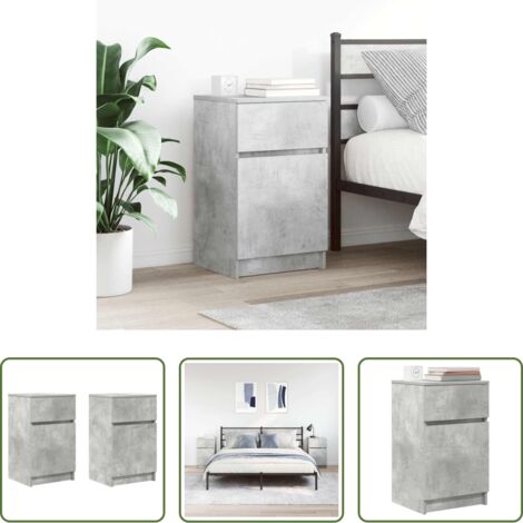 vidaXL Mesita de noche madera contrachapada -  Mesitas de noche 2 uds madera contrachapada gris 39x35x65 cm