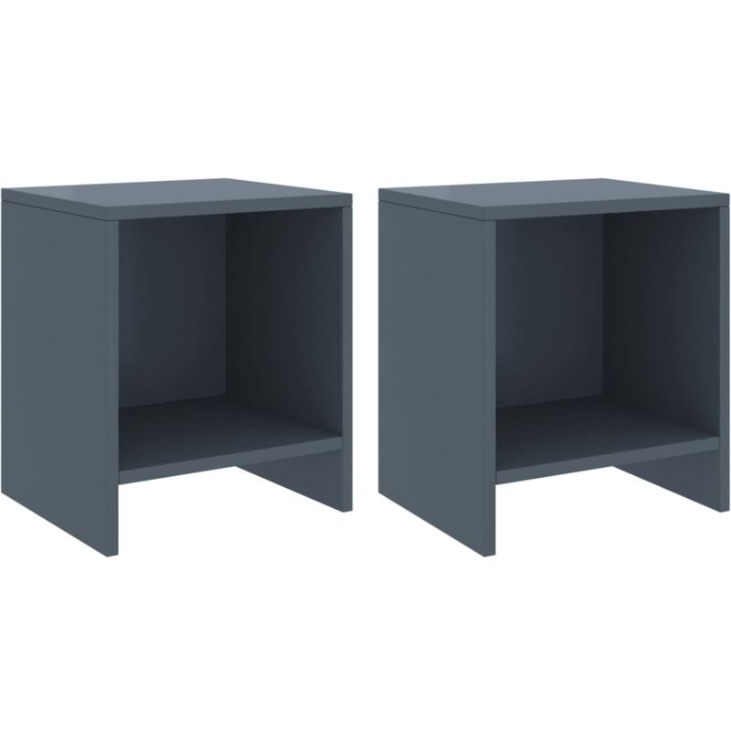 

vidaXL Mesita de noche madera maciza de 35x30x40 cm 2 uds gris claro - Gris