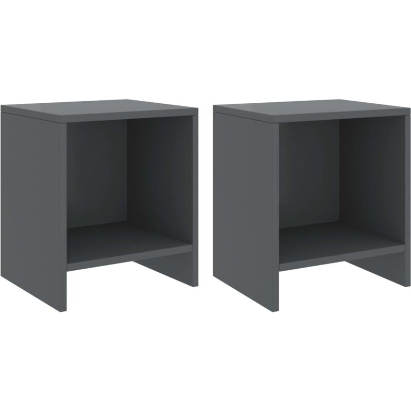 

vidaXL Mesita de noche madera maciza de 35x30x40 cm 2 uds gris oscuro - Gris