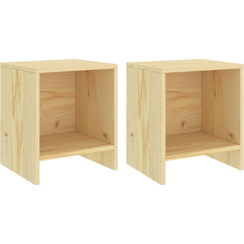 

vidaXL Mesita de noche madera maciza de 35x30x40 cm 2 uds madera clara - Marrón