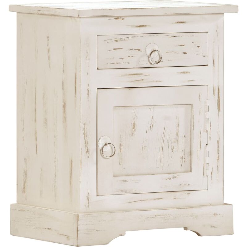 

Mesita de noche madera maciza de mango blanca 40x30x50 cm - Blanco - Vidaxl