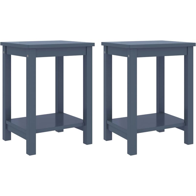 

vidaXL Mesita de noche madera maciza de pino gris claro 2 uds 35x30x47 cm - Gris